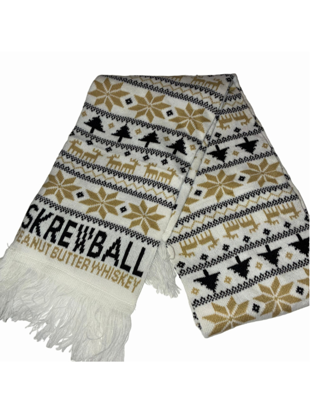 Women's Skrewball Peanut Butter Whiskey Holiday Scarf One Size White Gold